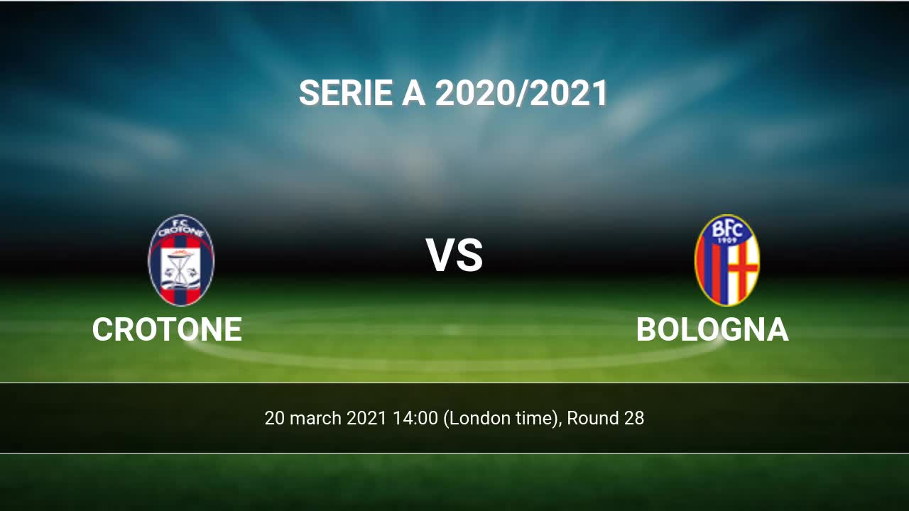 Crotone vs Bologna H2H 20 mar 2021 Head to Head stats prediction