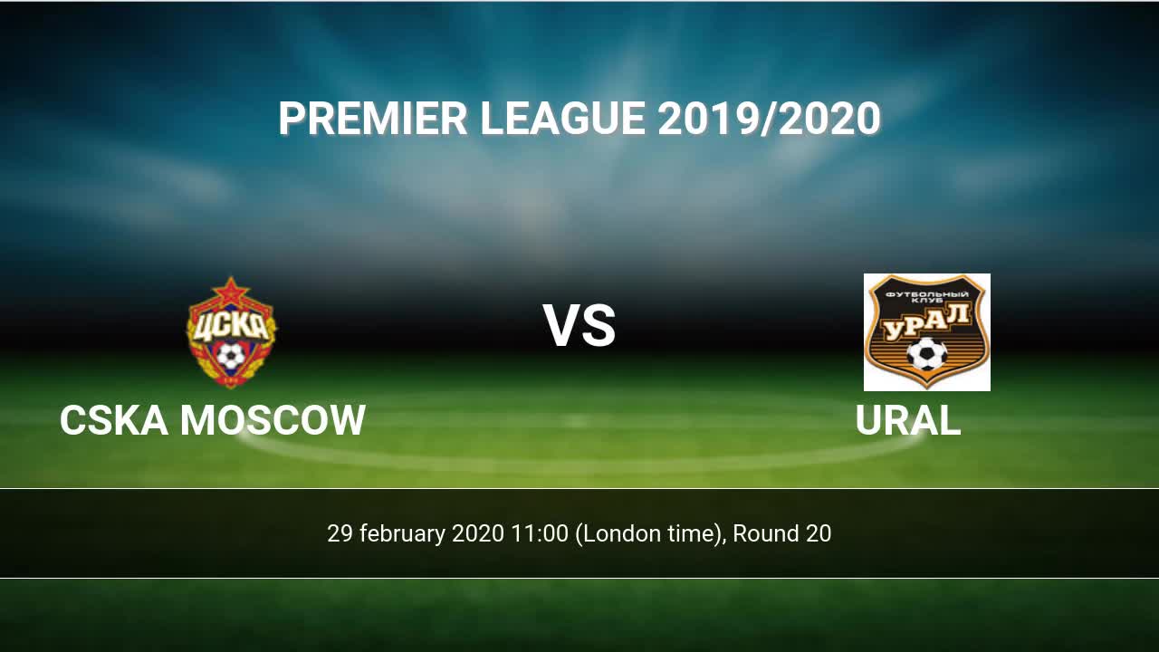 Cska Moscow Vs Ural H2h 29 Feb 2020 Head To Head Stats Prediction