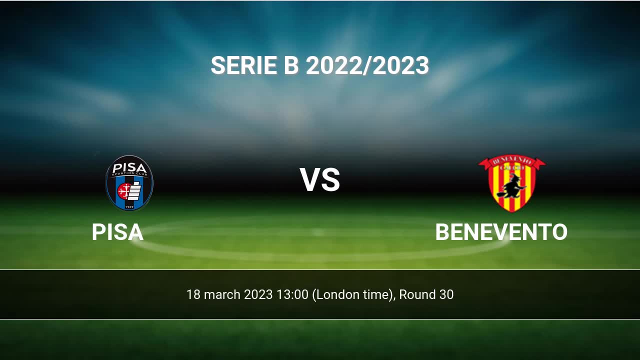 Pisa vs Benevento H2H 18 mar 2023 Head to Head stats prediction