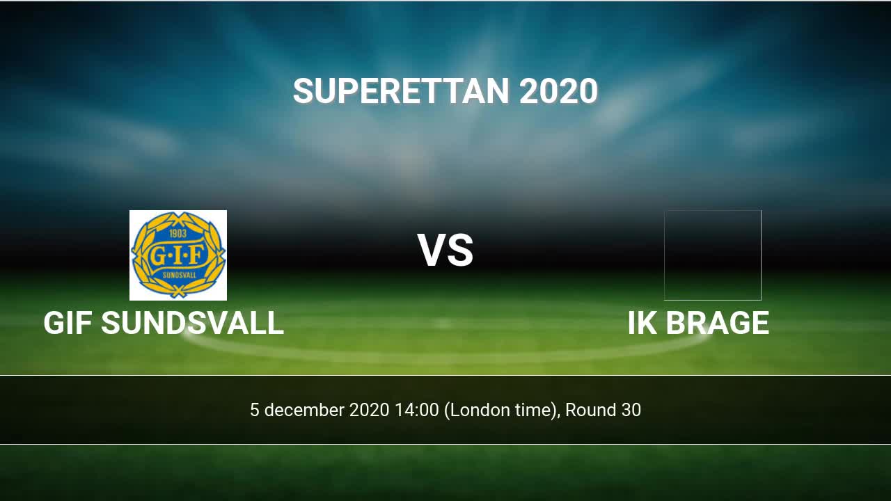 Gif Sundsvall Vs Ik Brage H2h 5 Dec 2020 Head To Head Stats Prediction