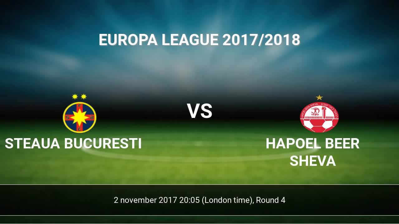 Fcsb Vs Hapoel Beer Sheva H2h 2 Nov 2017 Head To Head Stats Prediction