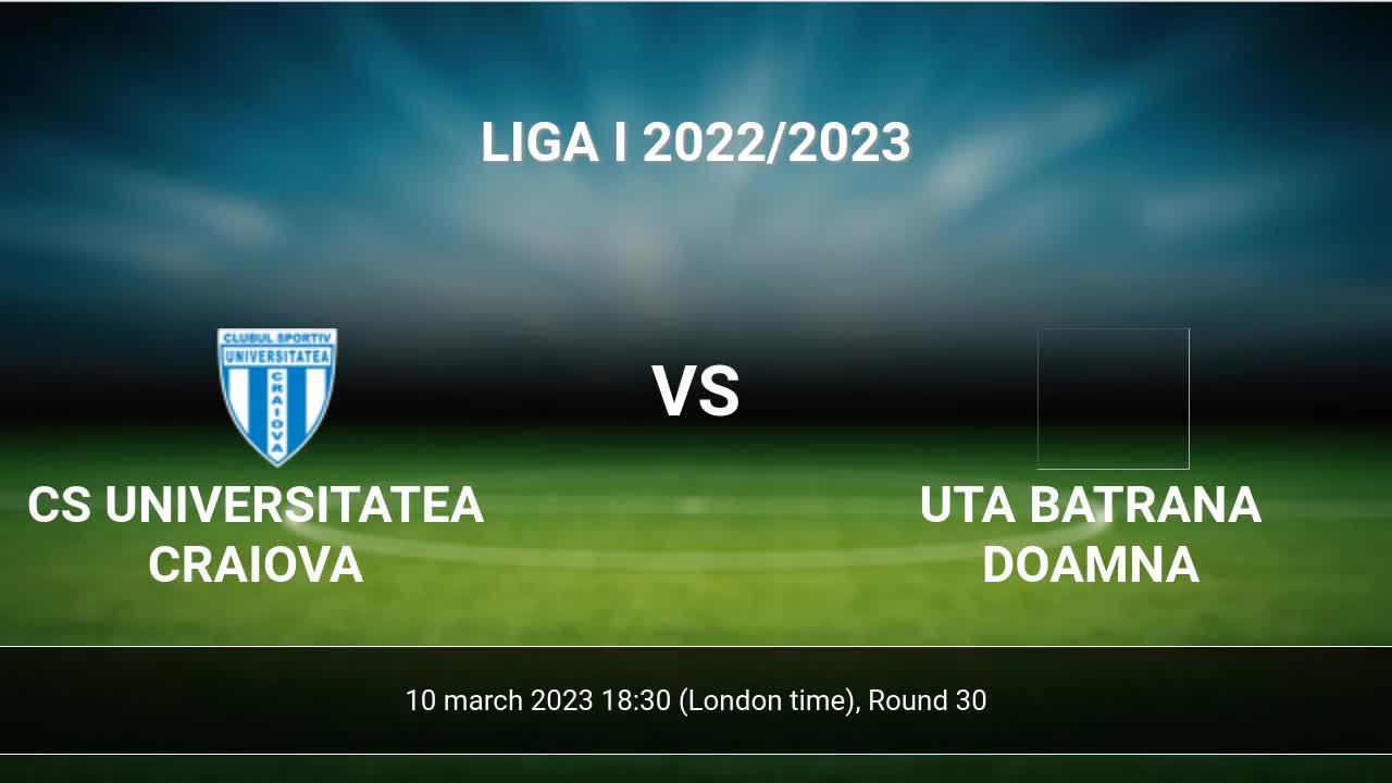 CS Universitatea Craiova vs UTA Batrana H2H 10 mar Head Head stats prediction