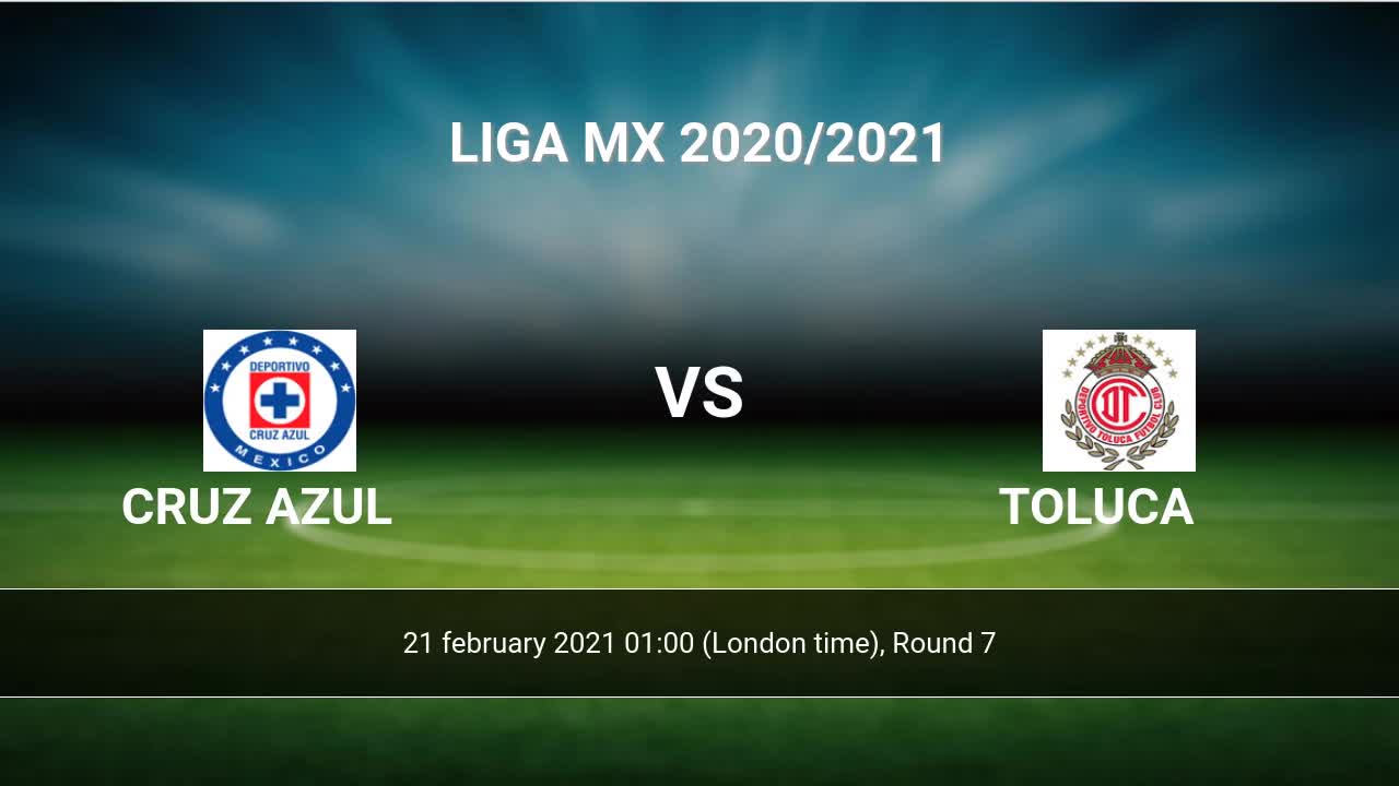 Cruz Azul Vs Toluca H2h 21 Feb 2021 Head To Head Stats Prediction